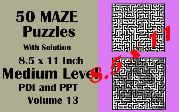 Download 50 Maze Medium Level 8.5x11 PDF PPTX V13 - Premium Resources